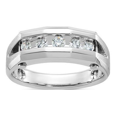 Men's 14K White Gold Diamond 5-Stone Ring Mounting