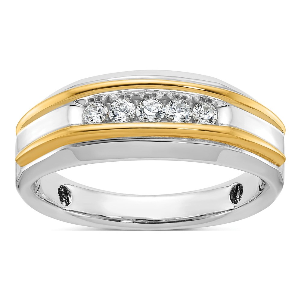Ibgoodman 14K Two-Tone 1/4 Carat Lab Grown Diamond Vs/si+ G+ Five Stone Complete Polished Men's Ring
