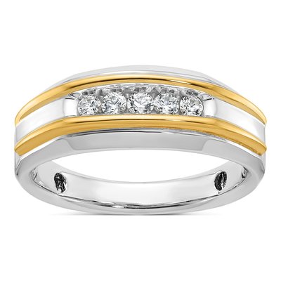 Men's 14K Two-Tone Gold 1/4 ct tw Lab-Grown Diamond Five Ring