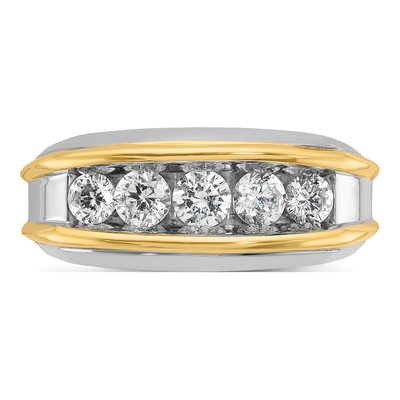 Men's 10K Two-Tone Gold 5-Stone Diamond Ring Mounting – view 6