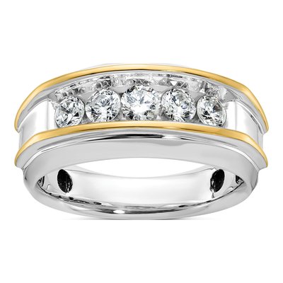 Men's 10K Two-Tone Gold 5-Stone Diamond Ring Mounting
