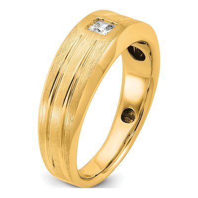 Men's 10K Yellow Gold 1/6 ct tw Diamond Square Ring – view 8