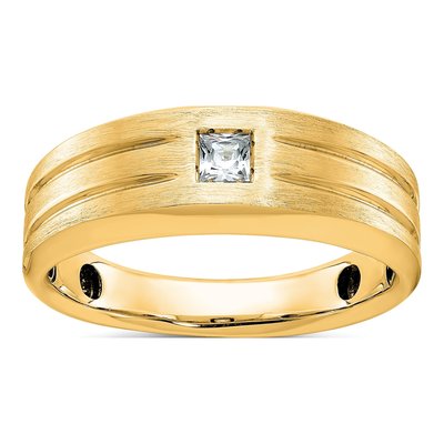 Men's 10K Yellow Gold 1/6 ct tw Diamond Square Ring