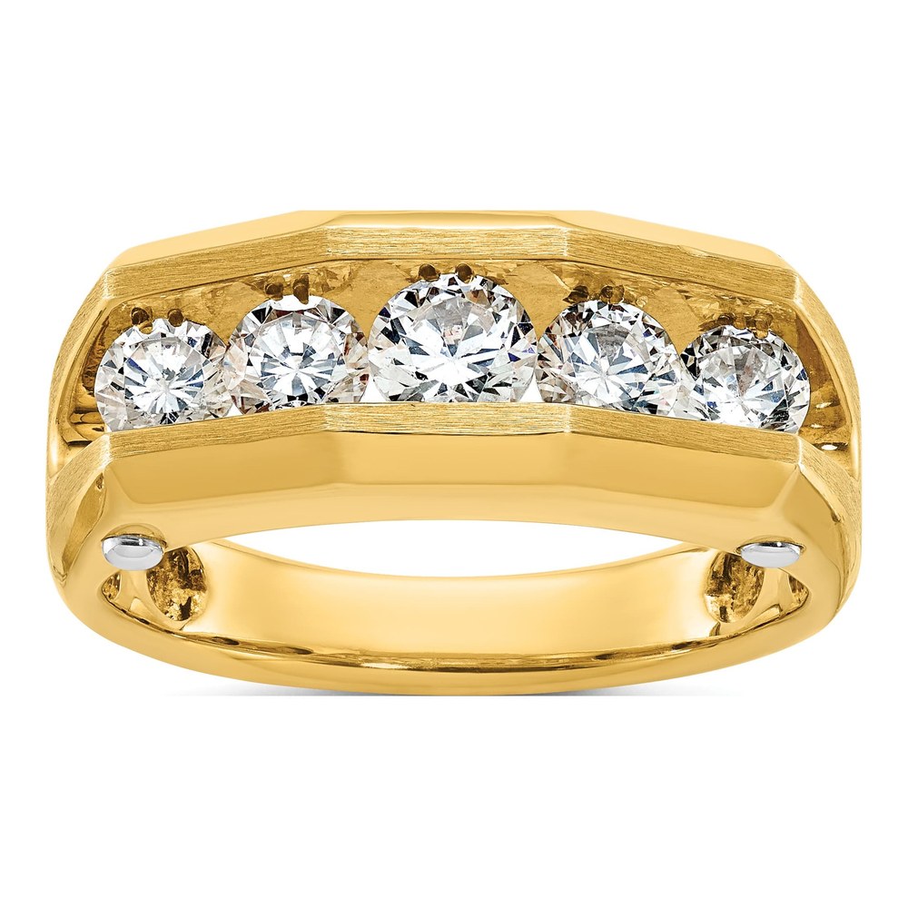 14K Two-Tone Ibgoodman Men's Polished And Satin 5-Stone 1 1/5 Carat A Quality Diamond Ring