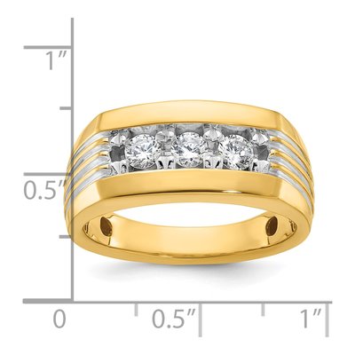 Men's 14K Yellow Gold 3-Stone Diamond Ring Mounting – view 3