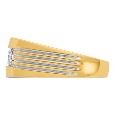 Men's 14K Yellow Gold 3-Stone Diamond Ring Mounting – view 5