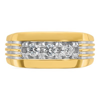 Men's 14K Yellow Gold 3-Stone Diamond Ring Mounting – view 6