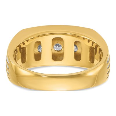 Men's 14K Yellow Gold 3-Stone Diamond Ring Mounting – view 7