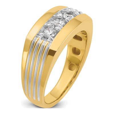 Men's 14K Yellow Gold 3-Stone Diamond Ring Mounting – view 8