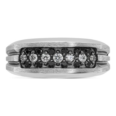 Men's 14K White Gold Black Diamond Ring Mounting – view 6