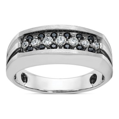 Men's 14K White Gold Black Diamond Ring Mounting