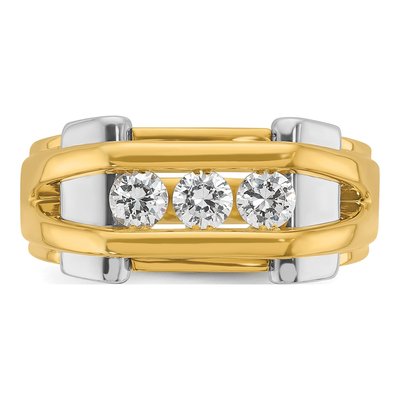 Men's 14K Two-Tone Gold 3-Stone Ring Mounting – view 6