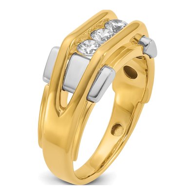 Men's 14K Two-Tone Gold 3-Stone Ring Mounting – view 8