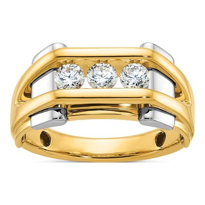 Men's 14K Two-Tone Gold 3-Stone Ring Mounting