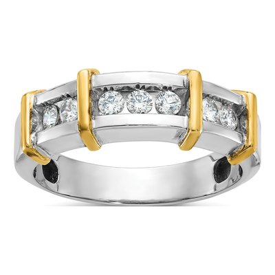 Men's 14K Two-Tone Gold 7-Stone Diamond Ring Mounting