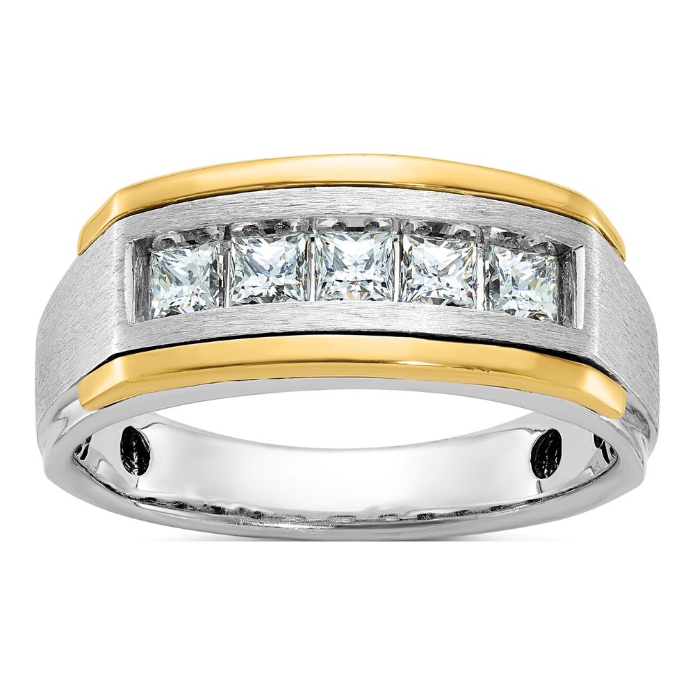 Ibgoodman 14K Two-Tone 1 Carat Lab Grown Diamond Vs/si+ G+ Complete Polished And Satin Men's Ring
