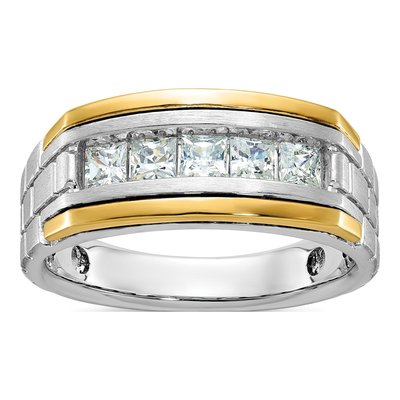 Men's 14K Two-Tone Gold 1 ct tw Diamond 5-Stone Ring