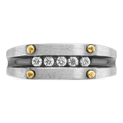Men's 10K Two-Tone Gold 1/4 ct tw Diamond Ring – view 4
