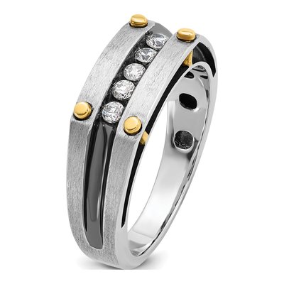 Men's 14K Two-Tone Gold 5-Stone Diamond Ring Mounting – view 8
