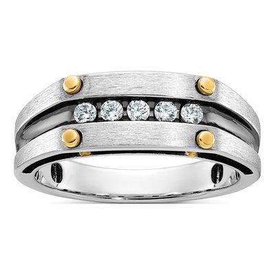 Men's 14K Two-Tone Gold 5-Stone Diamond Ring Mounting
