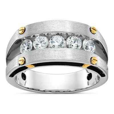 Men's 14K Two-Tone Gold Diamond 5-Stone Ring Mounting