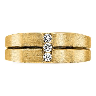 Men's 10K Yellow Gold 3-Stone Diamond Ring Mounting – view 4