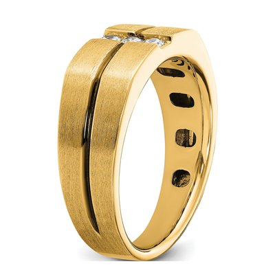 Men's 10K Yellow Gold 3-Stone Diamond Ring Mounting – view 6
