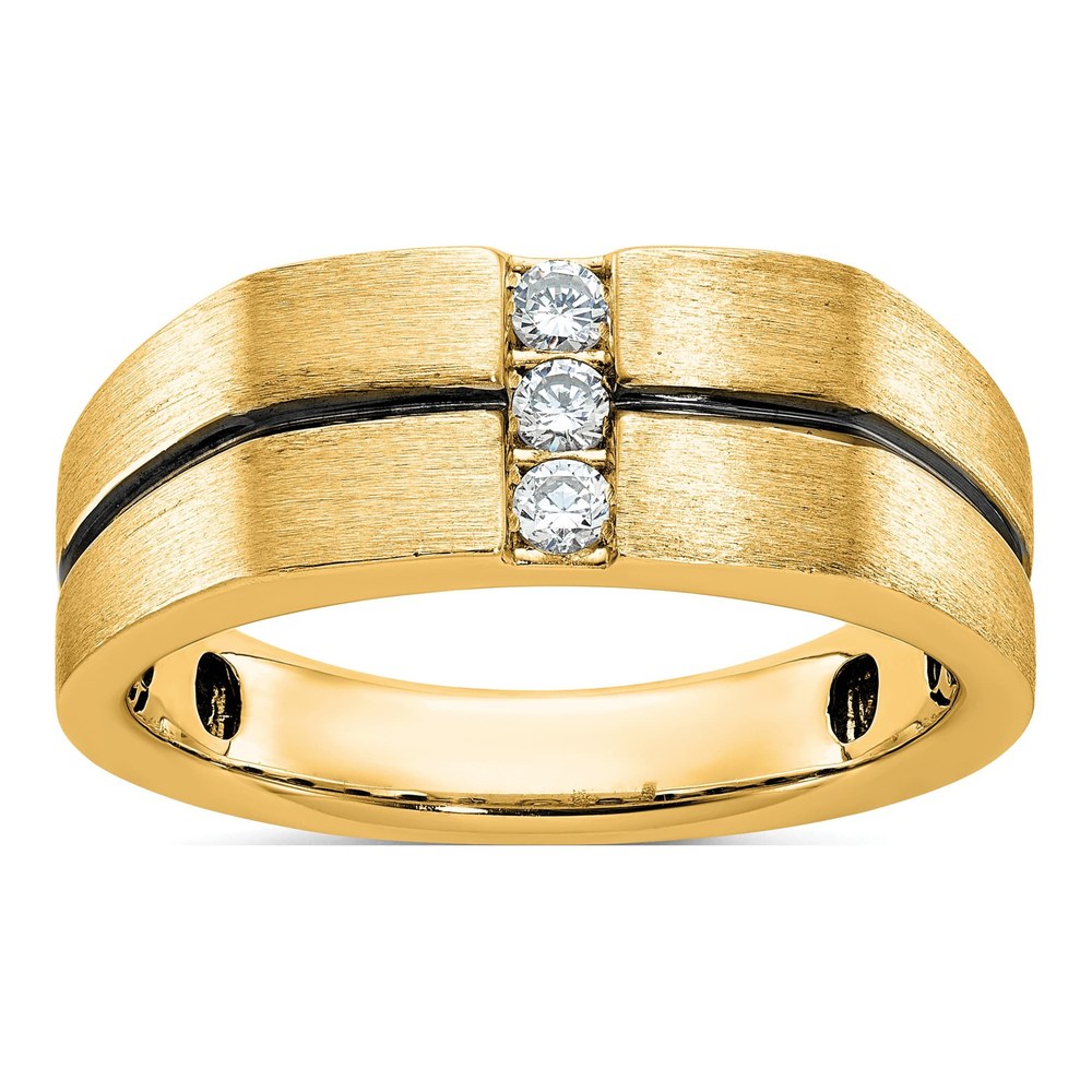 Men's 10K Yellow Gold 3-Stone Diamond Ring Mounting