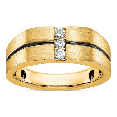 Men's 10K Yellow Gold 3-Stone Diamond Ring Mounting