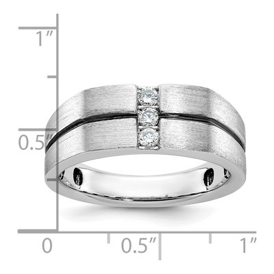 Men's 14K White Gold Grooved 3-Stone Ring Mounting – view 3
