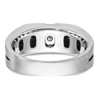 Men's 14K White Gold Grooved 3-Stone Ring Mounting – view 7