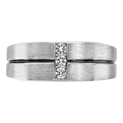 Men's 14K White Gold 1/5 ct tw Lab-Grown Diamond 3-Stone Ring – view 4