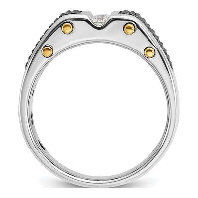 Men's 14K Two-Tone Gold 3-Stone Diamond Ring Mounting – view 2