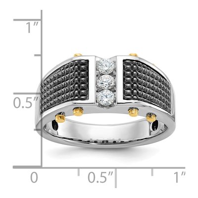 Men's 14K Two-Tone Gold 3-Stone Diamond Ring Mounting – view 3