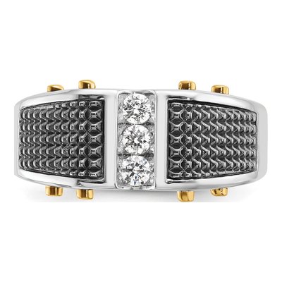 Men's 14K Two-Tone Gold 3-Stone Diamond Ring Mounting – view 6