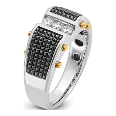 Men's 14K Two-Tone Gold 3-Stone Diamond Ring Mounting – view 8