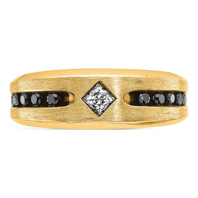 Men's 10K Yellow Gold Grooved Holds Square Round Ring Mounting – view 4