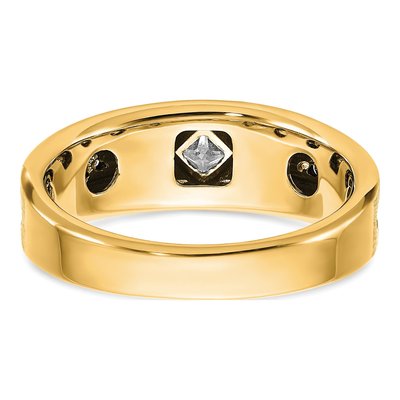 Men's 10K Yellow Gold Grooved Holds Square Round Ring Mounting – view 5