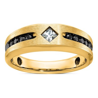 Men's 10K Yellow Gold Grooved Holds Square Round Ring Mounting
