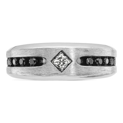 Men's 14K White Gold Grooved Square Center Ring Mounting – view 7