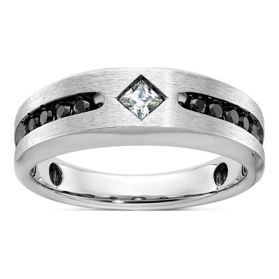 Men's 14K White Gold Grooved Square Center Ring Mounting