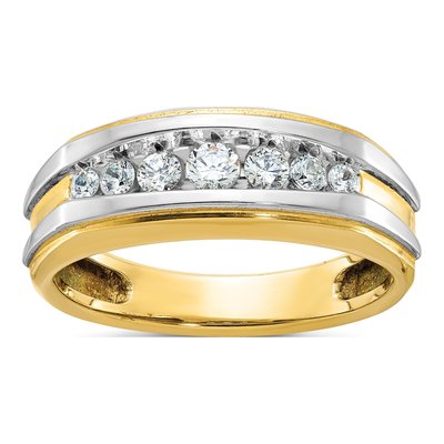 Men's 14K Yellow Gold 7-Stone Diamond Ring Mounting