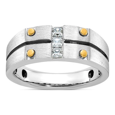 Men's 10K Two-Tone Gold 1/3 ct tw Diamond 3-Stone Ring