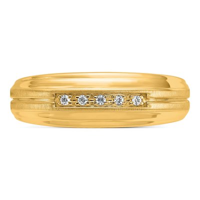 Men's 10K Yellow Gold 1/20 ct tw Diamond 5-Stone Ring – view 4