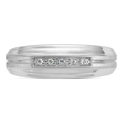 Men's 14K White Gold 1/20 ct tw Diamond 5-Stone Ring – view 6