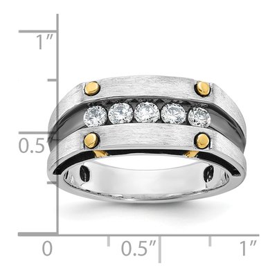 Men's 14K Two-Tone Gold Grooved 5-Stone Ring Mounting – view 3