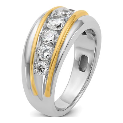Men's 14K Two-Tone Gold 7-Stone Diamond Ring Mounting – view 8