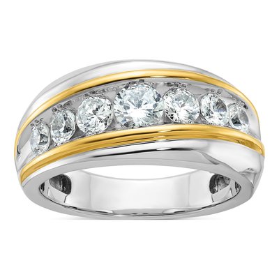 Men's 14K Two-Tone Gold 7-Stone Diamond Ring Mounting