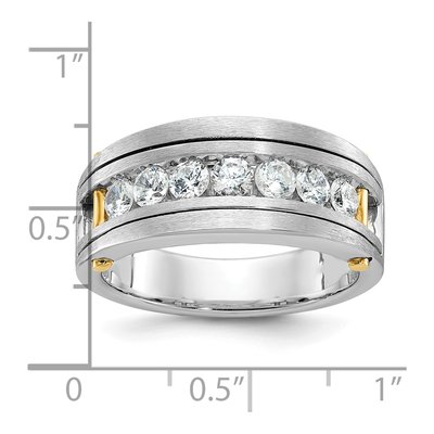 Men's 14K Two-Tone Gold 1 ct tw Diamond Grooved 7-Stone Ring – view 3