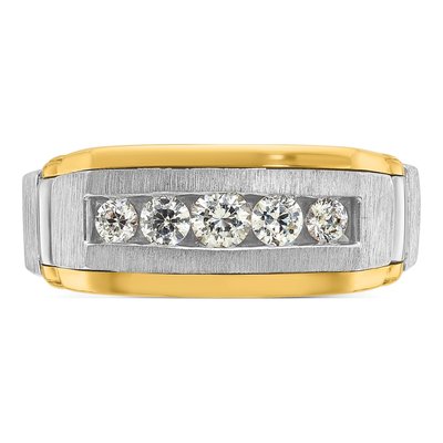 Men's 14K Two-Tone Gold Diamond 5-Stone Ring Mounting – view 6